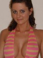 Kalees huge tits look great her funky bikini top