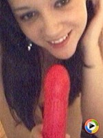Horny camgirl Sami fucks herself with a huge red toy