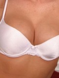 Alyssas big perky tits barely fit in her tight white bra