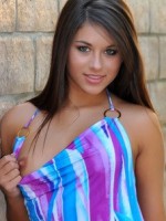 Watch as Shyla Jennings pulls her dress aside showing off her perfect teenage breast